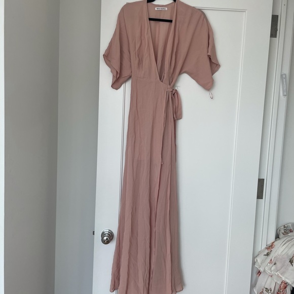Reformation Winslow Dress Blush Wrap Maxi Bridal - Picture 12 of 13